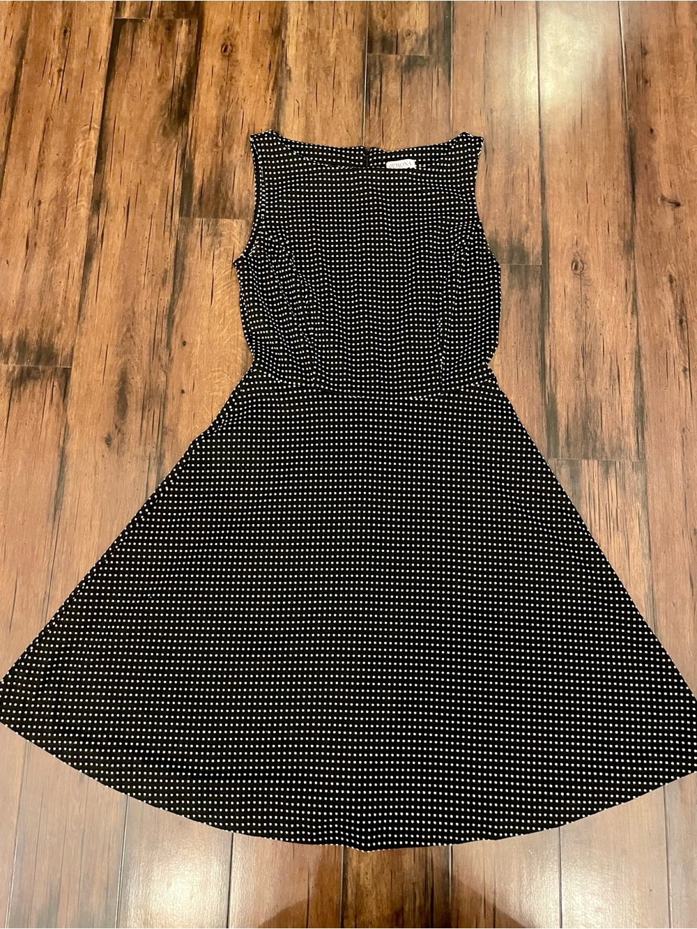 Merona Black Sleeveless Polka Dot Fit-and-Flare Dress